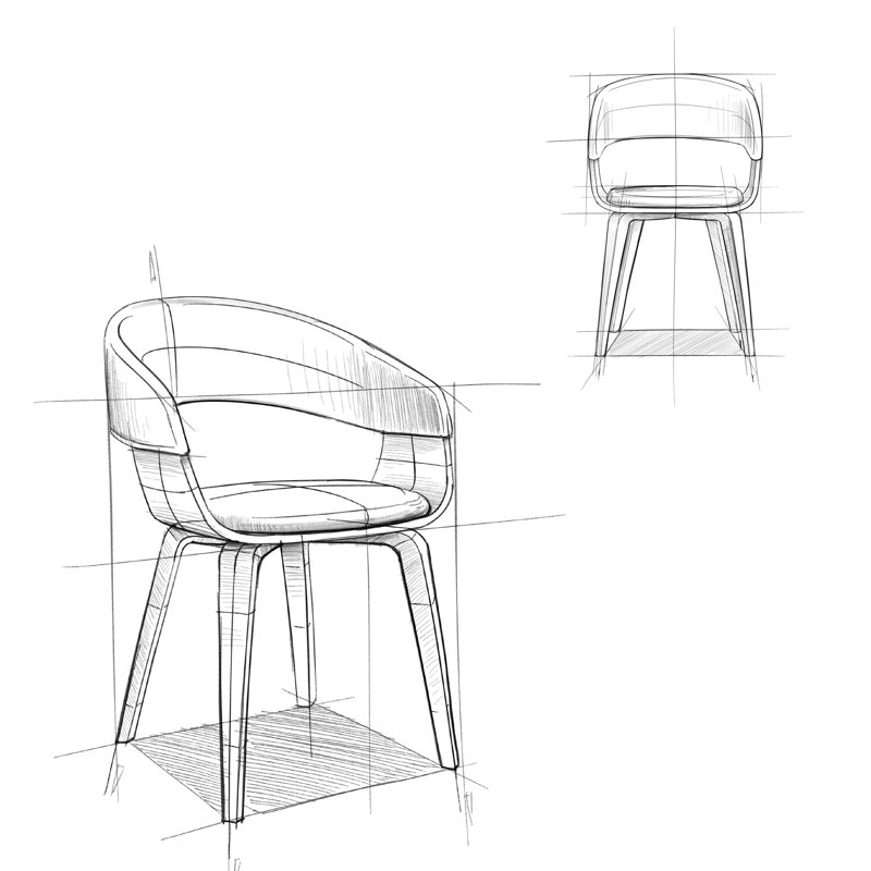 Lowell Bentwood Upholstered Dining Chair with Curved Backrest in Mid-Century Modern Style, Light Gray