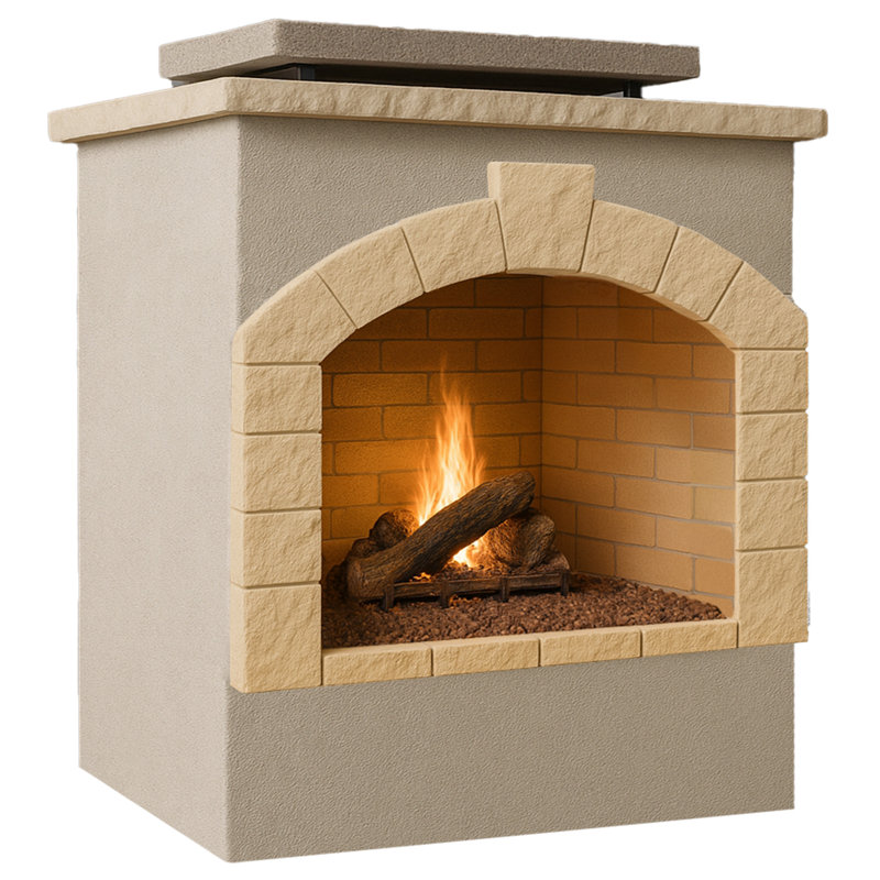 Rectangle Stucco Propane Smokeless Outdoor Fireplace