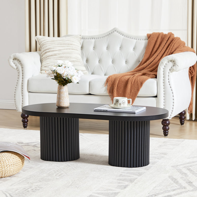 Table basse ovale simple 39,38 po, Noir