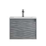 24" Wall Mounted & Floating Single Vanity with Ceramic Sink