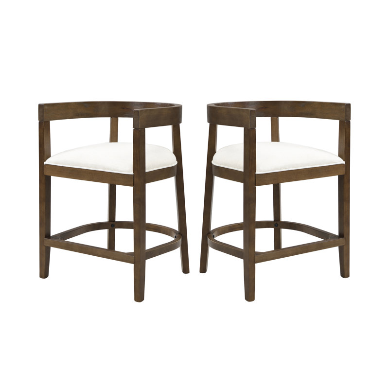 Gurseese Rubberwood Counter Stool, Walnut, Counter Stool (25.25" Seat Height)