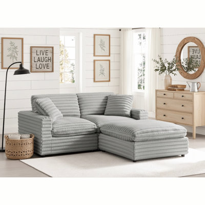 Canapé d'angle modulaire 80" x 40" en polyester, 3 pièces, gris