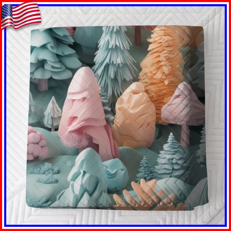 Couvre-lit matelassé Pastel Forest Landscape, Lit simple