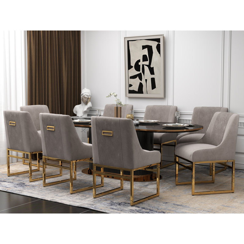 Chaise d'appoint en velours Baudel, Gris, 8