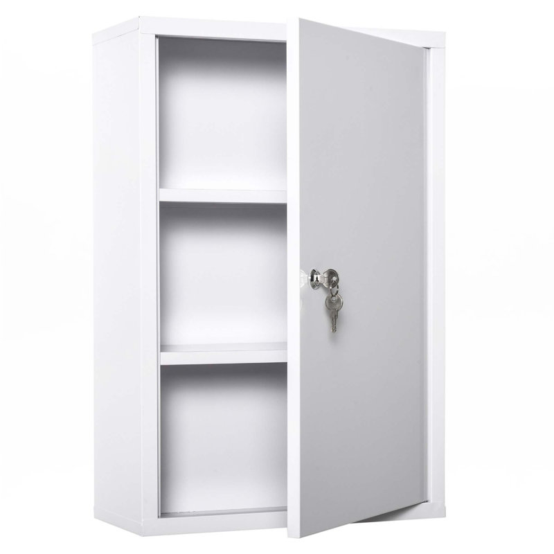 Armoire à pharmacie murale en acier, verrouillable avec 2 clés