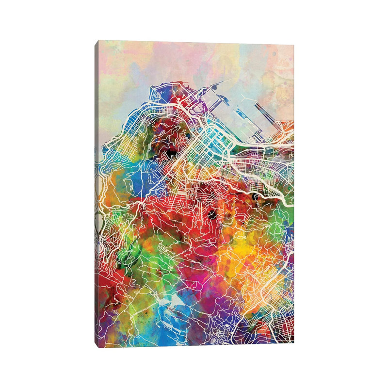 Cape Town South Africa City Street Map I by Michael Tompsett - Wrapped Canvas Gallery-Wrapped Canvas Giclée