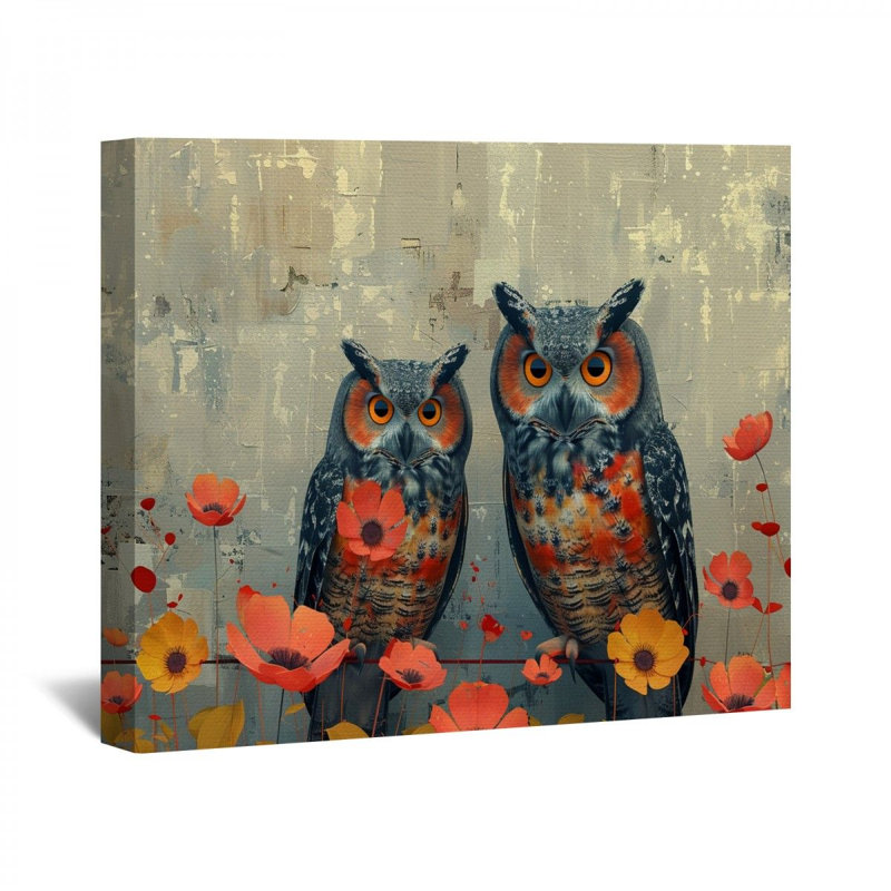 Owls, reproduction d'art sur toile, H 32 po x l 32 po x P 3 po