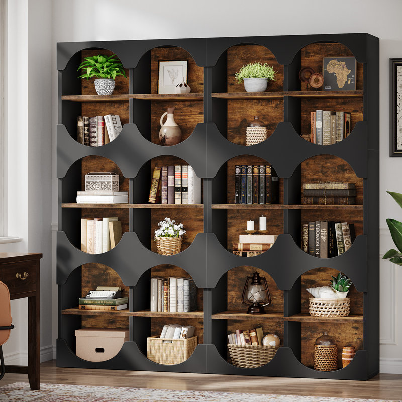 Set Of 2 6-Tier Black 70.87" Tall  Bookshelf Bookcase For Living Room