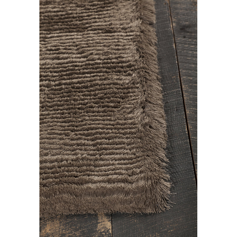 Elisha Hand-Woven Gray/Black Area Rug, Brown/Beige, Rectangle 5' x 7'6"