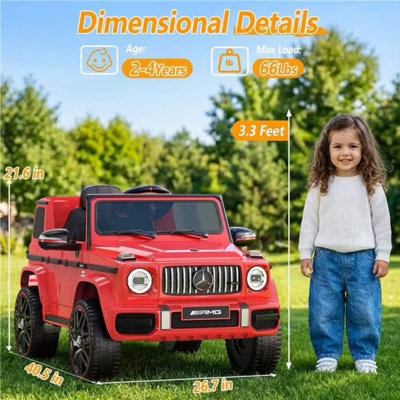 Voiture électrique Mercedes-Benz G63 sous licence DEARAUTO 12 V 7 AH pour enfants, voiture électrique 12 V pour tout-petits, voiture électrique pour enfants avec télécommande parentale, lumières DEL et musique.