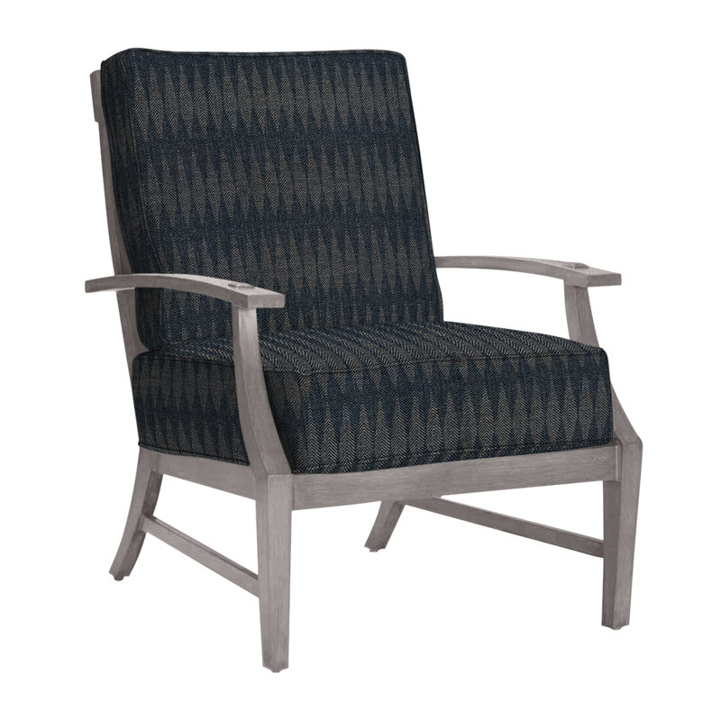 Croquet Patio Chair with Cushions, Dove Sunbrella® Linen, Welt, Oyster