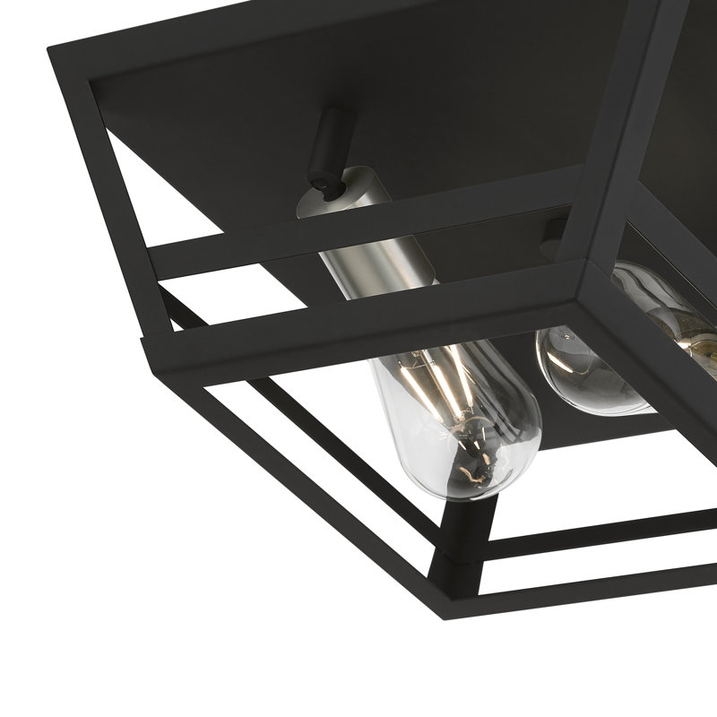 Plafonnier encastré 13 po 2 lumières Rosso, Noir / Nickel brossé, Noir