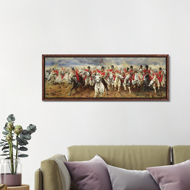 Scotland for Ever! 1881 1 Piece Panoramic Painting on Canvas, 40.64cm H x 121.92cm W x 3.81cm D, Classic Brown Wood Framed