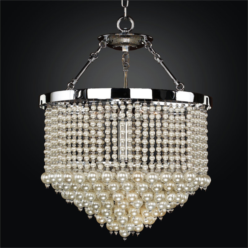 3 - Light Dimmable Drum Chandelier, 24" H x 19" W x 19" D