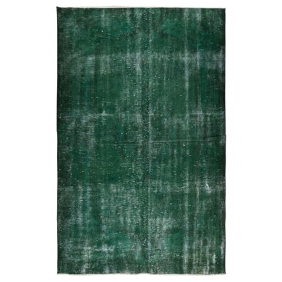 Tapis turc fabriqué à la main de 5,6 x 8,6 pi surteint en vert, 4 superbes intérieurs modernes