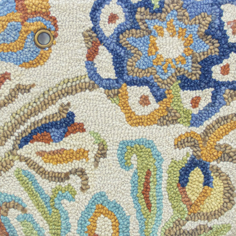 Tapis bleu / beige / vert en laine touffeté à la main Florals Acacia, Rectangulaire 8 pi x 10 pi