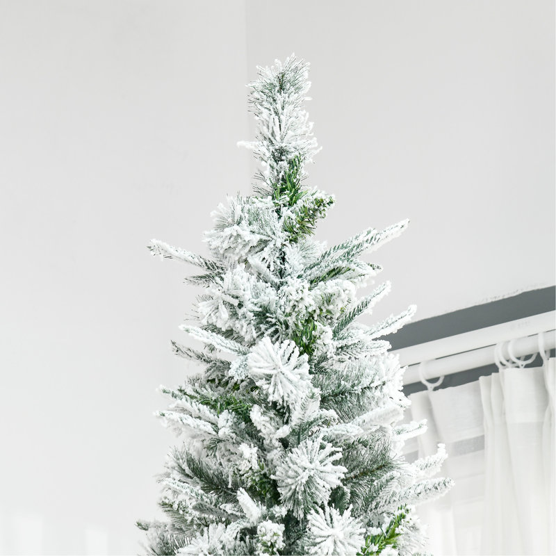 Arbre de Noël artificiel pin enneigé 9 pi avec branches réalistes et 1159 pointes, vert