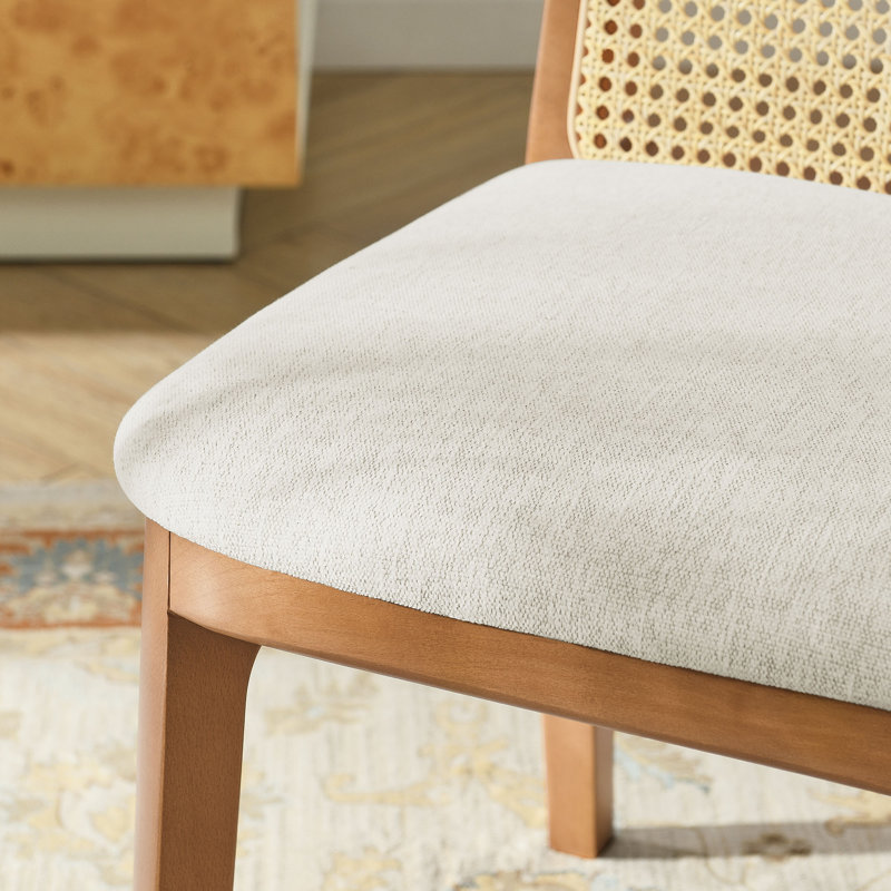 Monarch Wood And Rattan Dining Side Chair, White/Brown