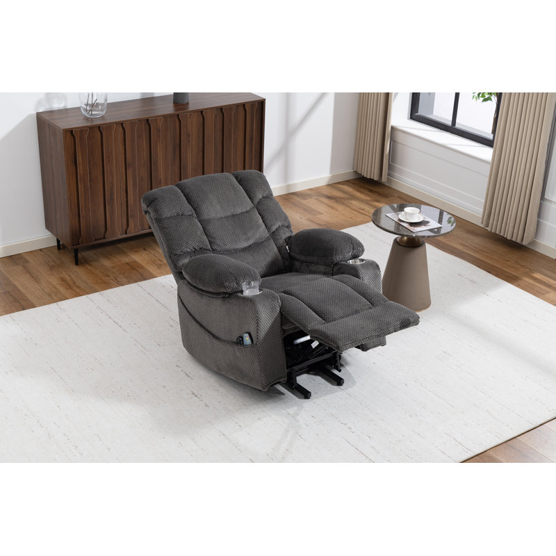Ultra-Wide Electric Velvet Lounge Chair with Massage Heating, Lift Function & Rotating Recliner for Living Room, Bedroom