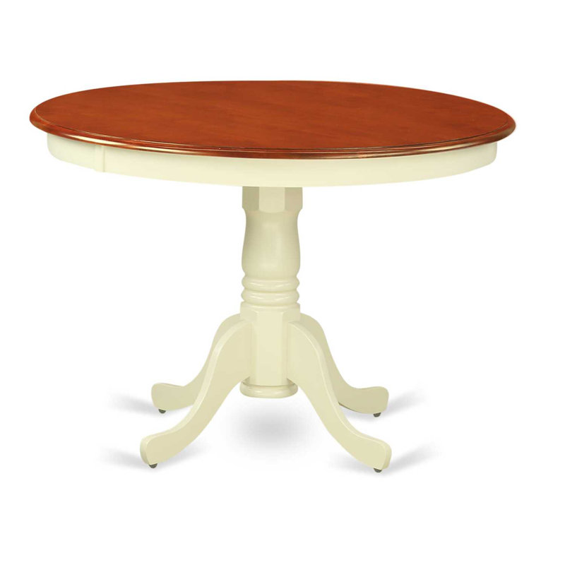 5-Piece Buttermilk and Cherry Finish Solid Wood Top Dining table with 4 Chairs with Lattice Back