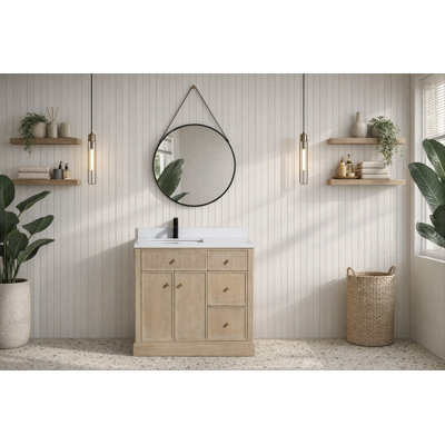 Redondo 36'' Single Bathroom Vanity With Engineered Stone Top