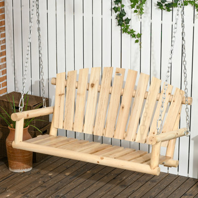 Banc de balançoire suspendu 2 places Outsunny avec chaînes en métal pour terrasse, patio, jardin, cour