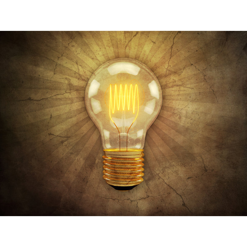 Retro Light Bulb Print by Scott Norris, Black Framed Canvas, 32" H x 24" W
