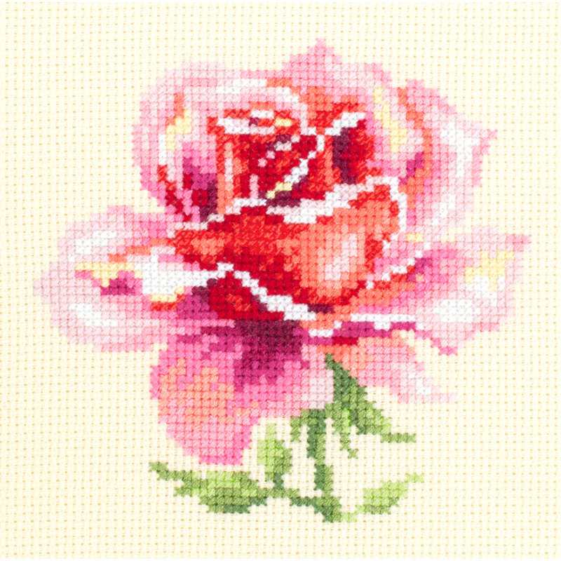 Rose rose 150-002 au point de croix