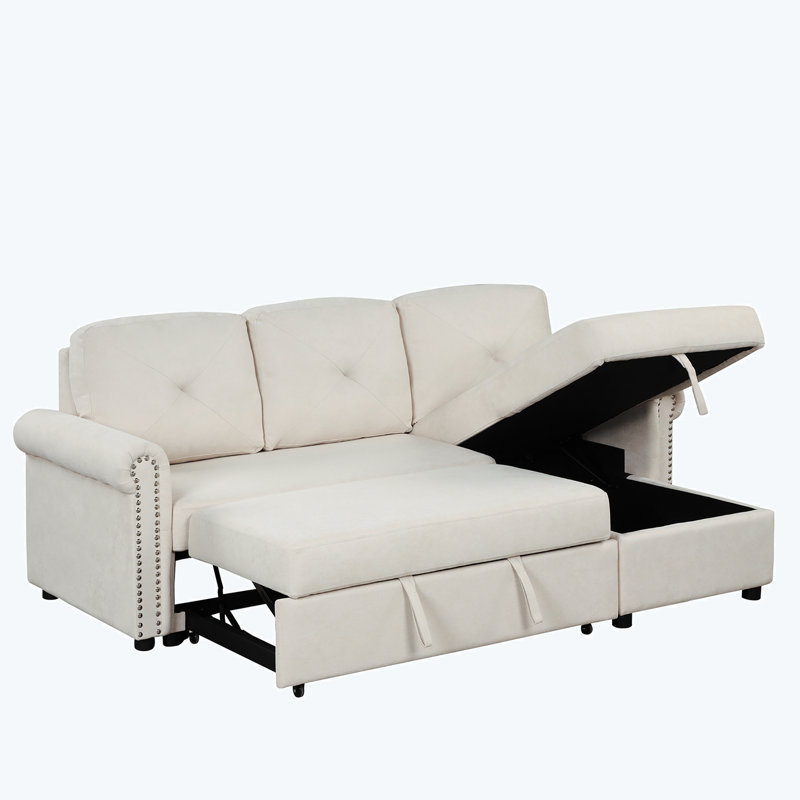 Canapé-lit convertible, Velours beige