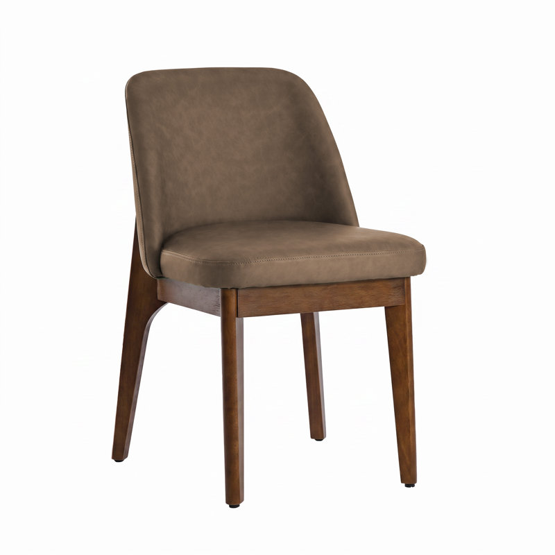 Bason Upholstered Faux Leather Dining Chairs Set Of 6, 6, Dark Brown
