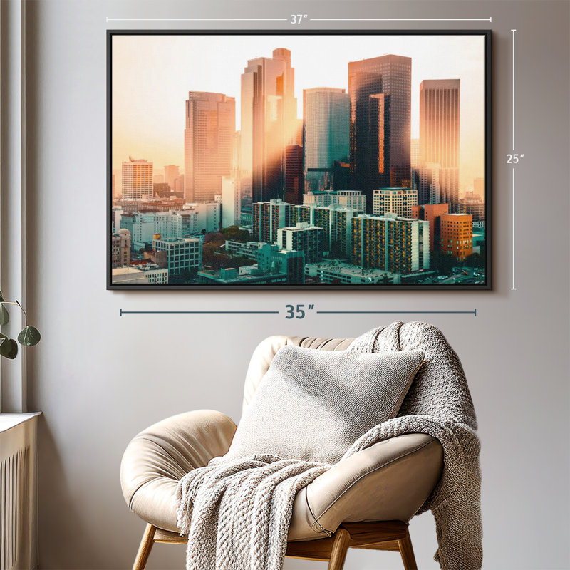 Los Angeles, art mural rétro au coucher du soleil, H 25 po x l 37 po