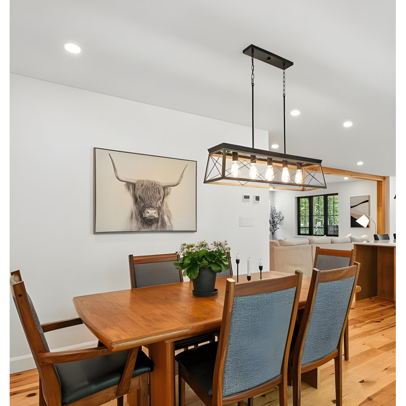 Luminaire suspendu linéaire à 5 lumières pour îlot de cuisine Quanterious
