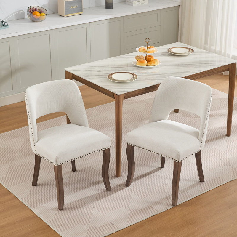 Ensemble de 2 en bois avec clous décoratifs Churchwell, Beige