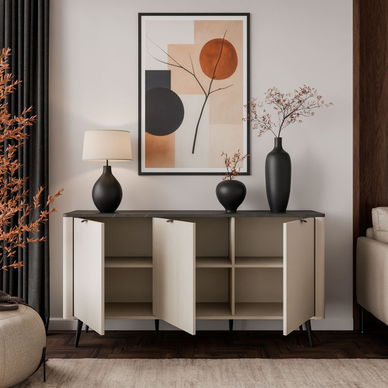 160cm Sideboard, cashmere / grey stone