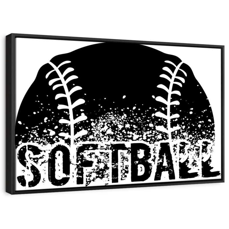 Impression sur toile noire Softball, H 27 po x l 40 po