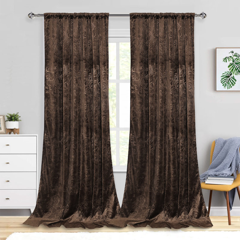 Jekhi Velvet Blackout Pair, 52" W x 108" L, Toffee Brown