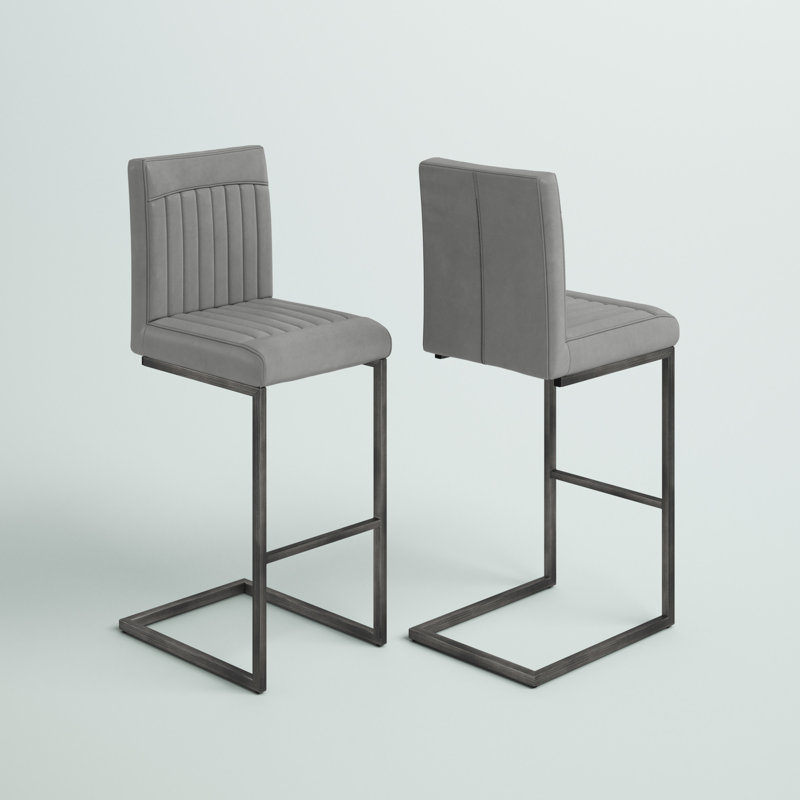 Casteel Upholstered Counter Stool, Bar Stool (31.5" Seat Height), Antique Graphite Gray