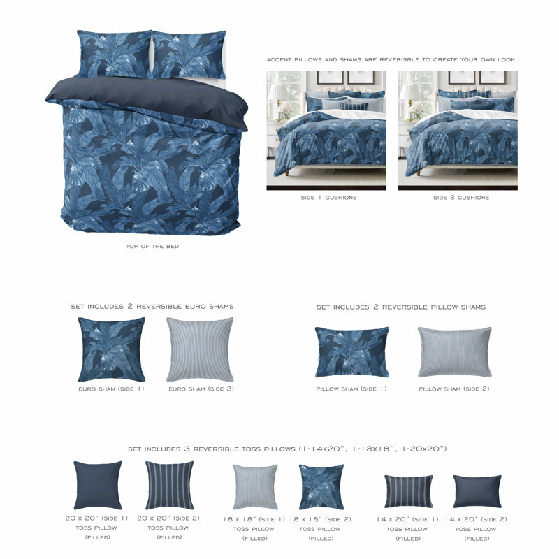 Ensemble de couvre-lit en coton Palomino Denim, Couvre-lit très grand + 7 pièces supplémentaire
