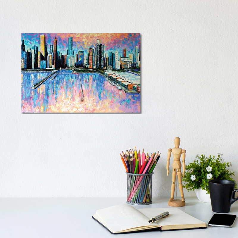 Chicago Skyline 1 Piece Wrapped Canvas Painting, 20.32 cm H x 30.48 cm W