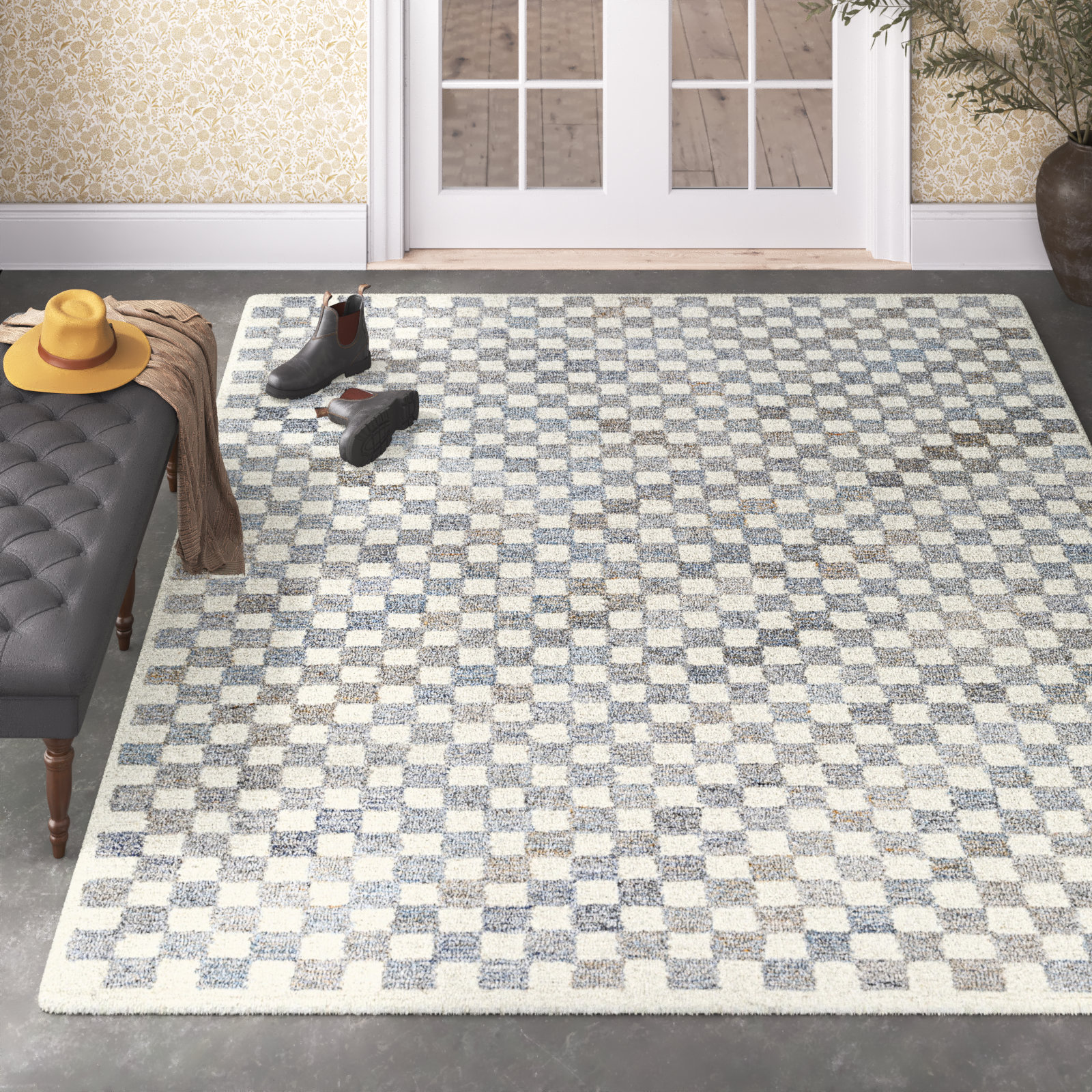 Mariner Hand-Tufted Checkered Rug, Rectangle 5' x 7'6"