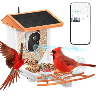 Smart Bird Feeder with Camera, 2K HD Bird Feeder Camera, AI Auto-Capture & Motion Detection, 173° View, AI Identify 11000+ Birds, Ideal Gift for Birds Lovers