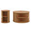 Ensemble de tables basses de style Mid-Century avec porte tambour coulissante, table de bout ronde cannelée avec rangement-793808976