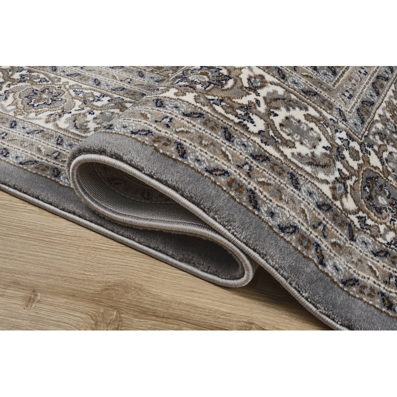 Sutphin Collection Border Transitional Area Rug, Gray, Runner 2' x 8'