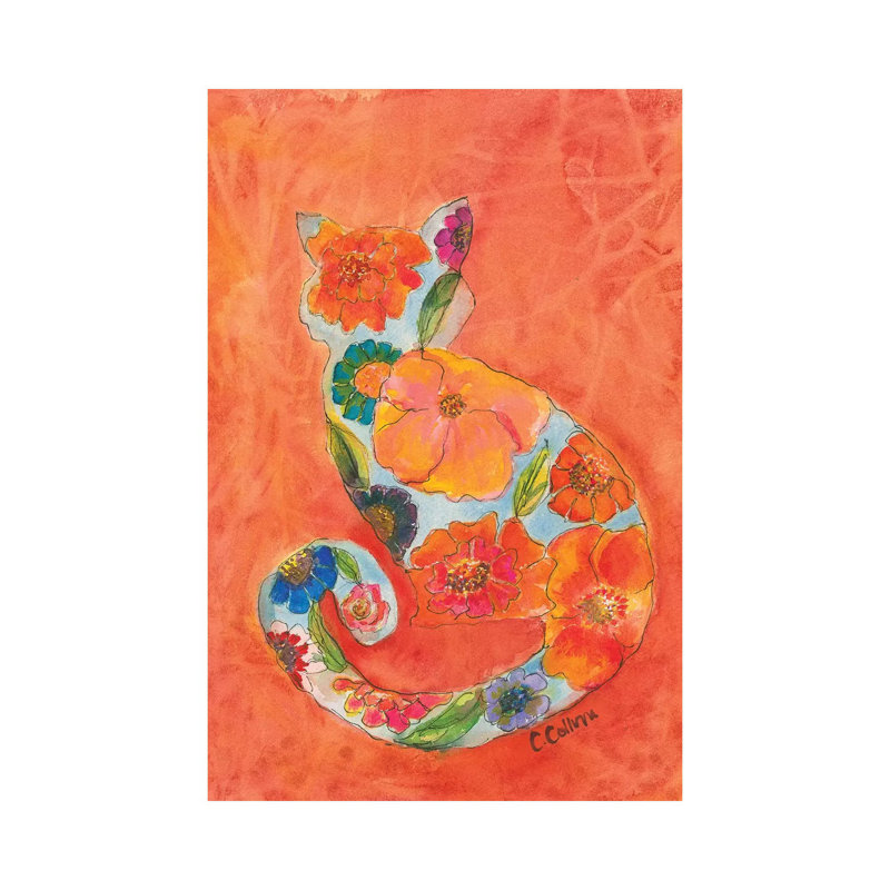 Fleur Cat by Connie Collum - Painting on Canvas, 101.6cm H x 66.04cm W x 3.81cm D, Wrapped Canvas