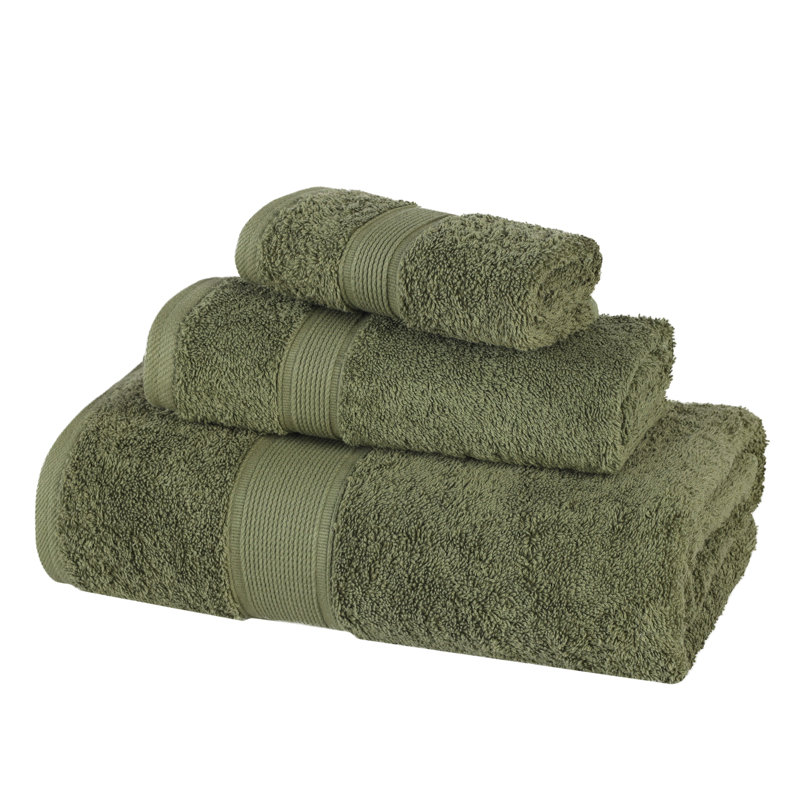 Ensemble de serviettes en coton biologique Lyndon, Ensemble 3 pièces, Vert forêt