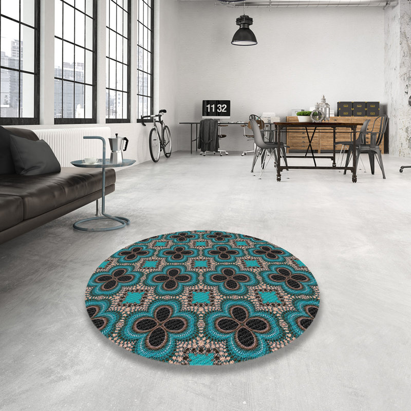 Tapis vert / bleu / rouge, Rond 4 pi