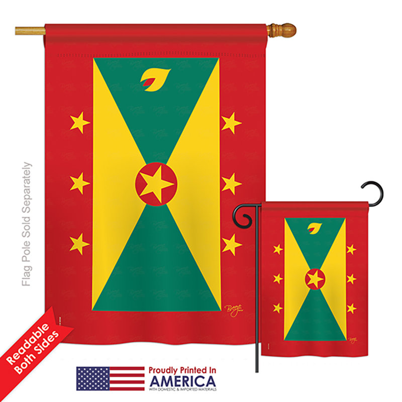 Drapeau de jardin décoratif en polyester à 2 côtés Grenada of the World Nationality Impressions