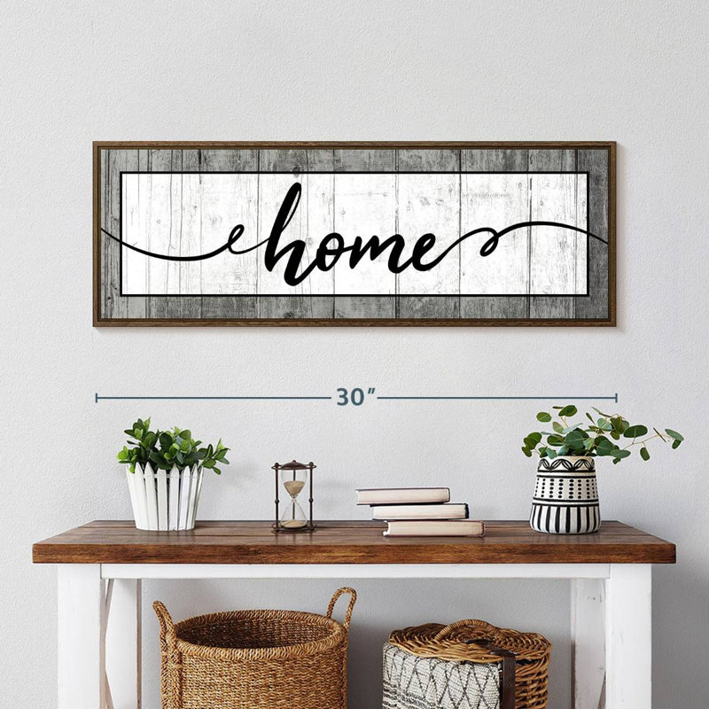 Plaque murale typographique en bois, 31 po x 11 po, Cadre flottant noyer