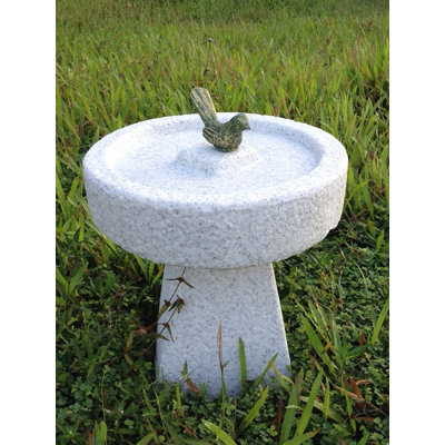 Bird On Bird Bath Granite 40Cm