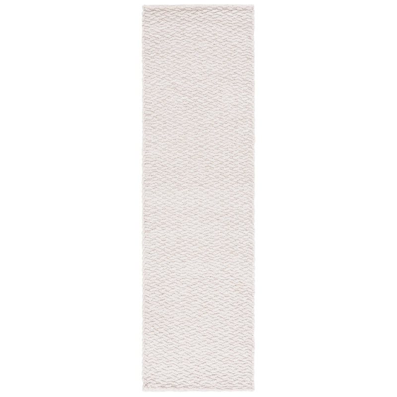 Tissé à la main Edens recyclé à la main P.E.T. Tapis beige, Tapis de couloir 2 pi 3 po x 8 pi